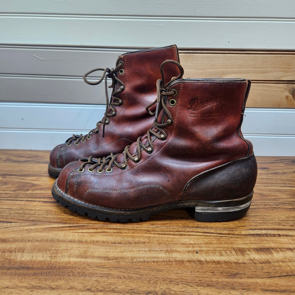 Vintage 70s Danner Brown Leather Mountain Hiking Boots Vibram Men 10.5 D 6960